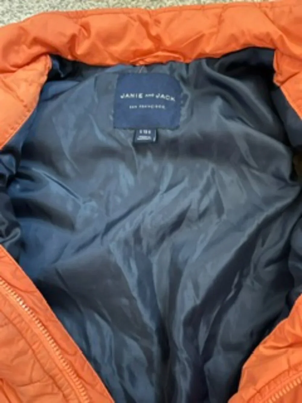 🧡3/$15 Janie and Jack Orange and Navy Blue Colorblock Puffer Vest 5 to 6